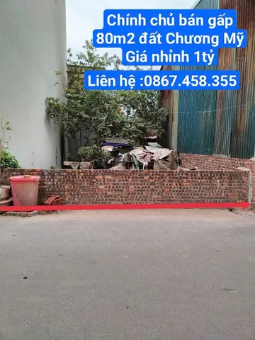 Em cần nhượng lại lô đất tâm huyết. Đất ở Chương Mỹ 80m2 nhỉnh 1 tỷ đường rộng 3 ôtô, mặt tiền 6m.