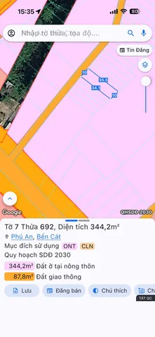 Bán đất 344m² có sẵn 100m² thổ cư ngang 10m giá 2.6 tỷ tại Phường Phú An