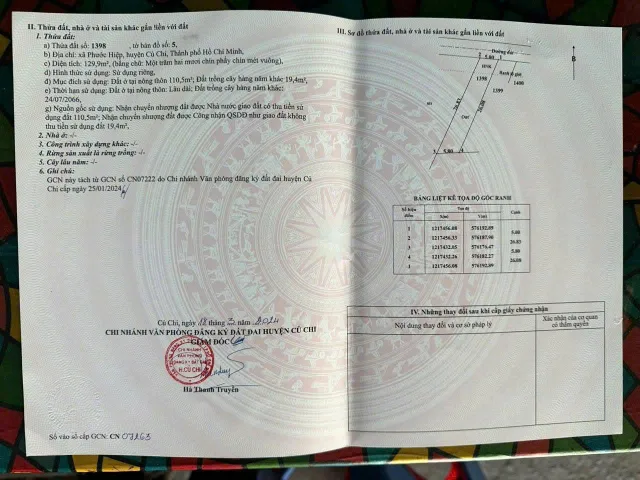 Đất Củ Chi Giá Tốt – Ngay trung tâm hành chính Tân An Hội giá chỉ 1 tỷ 690