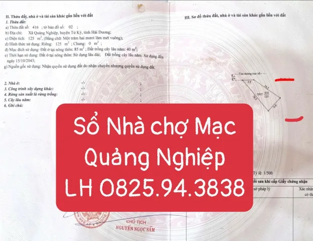 Bán đất chợ Mạc – Quảng Nghiệp, Tân Kỳ (Hải Phòng)