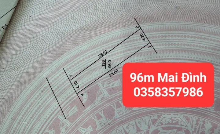 Bán đất 96m² full thổ cư ngang 4.2m giá 4.6 tỷ tại Xã Sóc Sơn