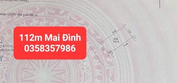 Bán đất 112m² full thổ cư ngang 7.22m giá 5.2 tỷ tại Xã Sóc Sơn