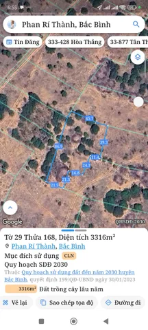 Bán đất 3315.5m² ngang 30m giá 331 triệu tại Xã Bắc Bình