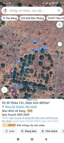 Bán đất 4095m² ngang 30m giá 409.5 triệu tại Xã Bắc Bình