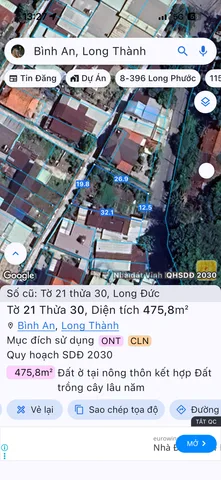 Bán đất 475.8m² có sẵn 200m² thổ cư ngang 26m giá 9 tỷ tại Xã Bình An