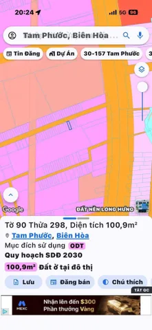 Bán đất 100,9m² full thổ cư ngang 5m giá 1.7 tỷ tại Phường Tam Phước