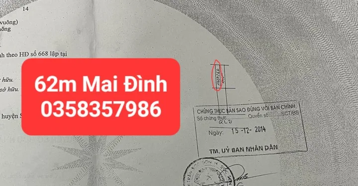 Bán nhà 62m² full thổ cư ngang 5m giá 9.45 tỷ tại Xã Sóc Sơn