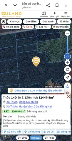 Bán đất 12449.8m² ngang 140m giá 8.5 tỷ tại Xã Trị An