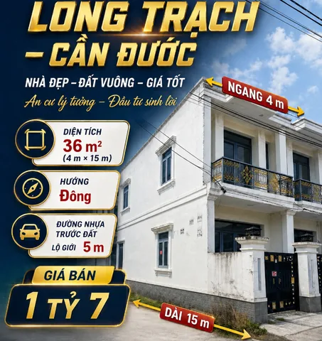 GIÁ CHỈ 1 TỶ 7 – CHỐT NHANH NHÀ LONG TRẠCH
📍 Long Thanh – Phước Vĩnh, xã Long Trạch
📐 36m² (4x15) – Nhà đẹp vào ở ngay