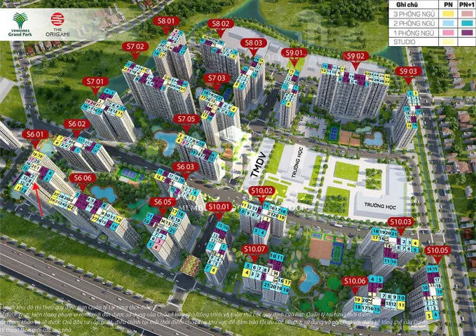 CHÍNH CHỦ BÁN CĂN HỘ 2PN 2WC – 59m², TÒA S601, THE ORIGAMI – VINHOMES GRAND PARK - THỦ ĐỨC, TP HỒ CHÍ MINH