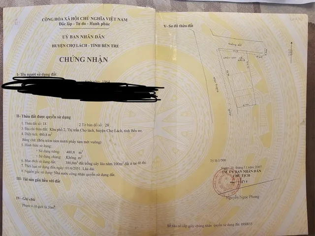 ĐẤT ĐẸP - VỊ TRÍ ĐẮC ĐỊA - Chính Chủ Bán Nhanh Lô Góc 2 Mặt Tiền Trung Tâm thị trấn Chợ Lách Bến Tre