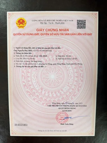 Bán lô đất 48m2 tại Lê Lác An Hồng An Dương Hải Phòng giá 550 triệu