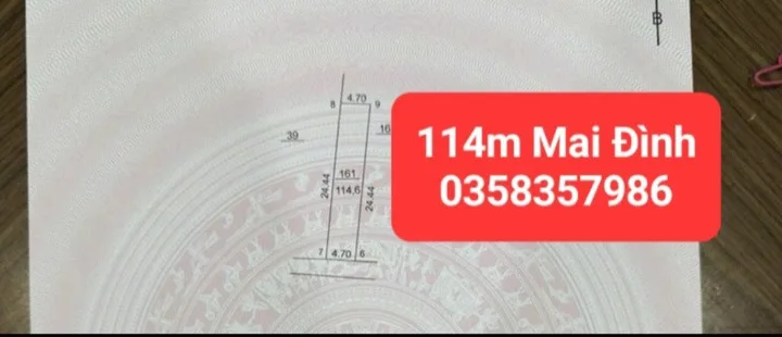Bán đất 114.6m² full thổ cư ngang 4.7m giá 3.45 tỷ tại Xã Sóc Sơn