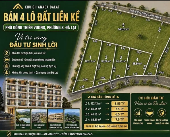 Cần bán 4 nền đất vừa mới ra sổ F0 đường Phù Đổng Thiên Vương ngay ngã 5 đại học . hẻm nhựa lớn khu dân cư chi chít