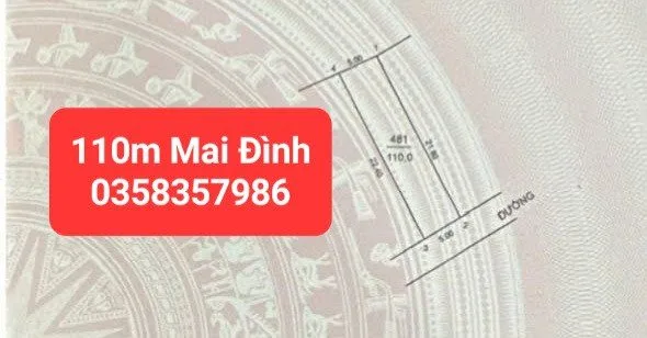 Bán đất 110m² full thổ cư ngang 5m giá 4.25 tỷ tại Xã Sóc Sơn