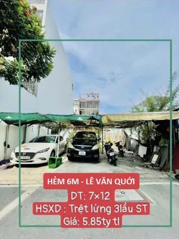 BÁN ĐẤT THỔ CƯ 143M² (7x12) HẺM XE TẢI LÊ VĂN QUỚI, HƯƠNG LỘ 2, NGÃ TƯ BỐN XÃ CHỈ HƠN 5 TỶ