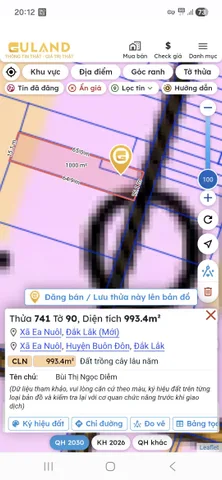 Bán đất 1000m² có sẵn 100m² thổ cư ngang 15m giá 1.2 tỷ tại Xã Ea Nuôl