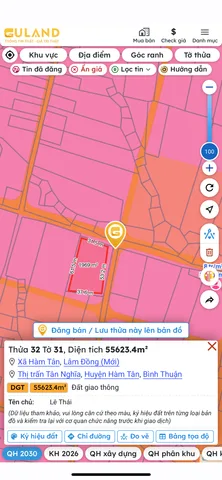 Bán đất 2000m² có sẵn 50m² thổ cư ngang 31m giá 20 tỷ tại đường QL 55 Xã Hàm Tân