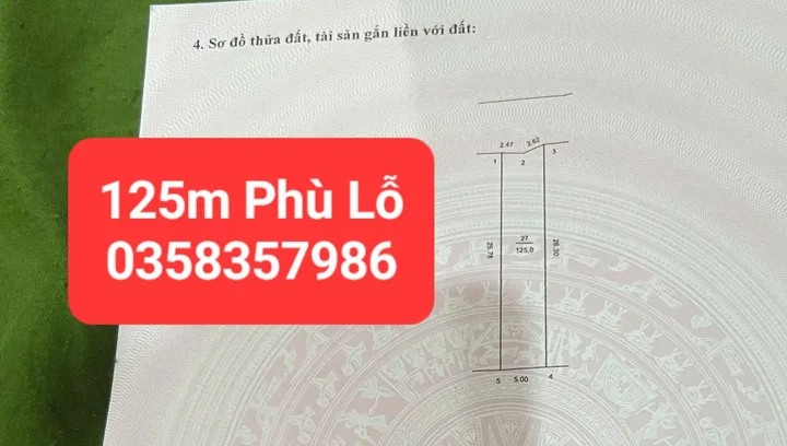 Bán đất 125m² full thổ cư ngang 5m giá 7.2 tỷ tại Xã Sóc Sơn