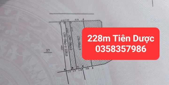 Bán đất 228m² có sẵn 112m² thổ cư ngang 5.11m giá 9.95 tỷ tại Xã Sóc Sơn