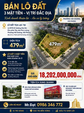 Ngân hàng phát mại bán đấu giá lô đất BT01.01 đường Mai Độ - 479m2 - VIP
