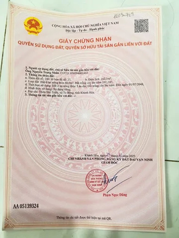Bán nhanh lô đất thôn hải triều tu bông vạn ninh