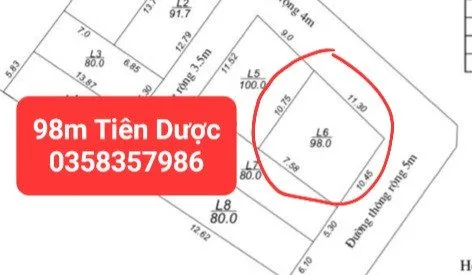 Bán đất 98m² full thổ cư ngang 11.3m giá 2.84 tỷ tại Xã Sóc Sơn