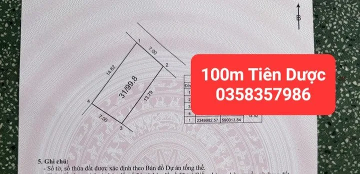 Bán đất 100m² full thổ cư ngang 7m giá 2.8 tỷ tại Xã Sóc Sơn