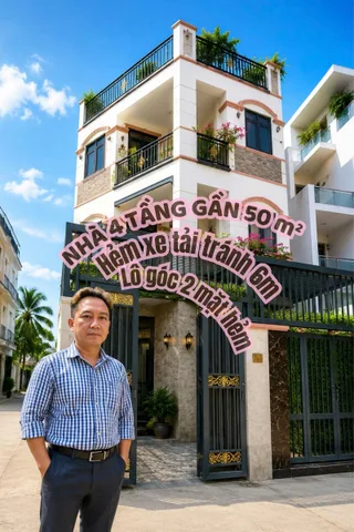PD.156 – NHÀ 4 TẦNG GẦN 50 m², N.H.Ỉ.N.H.5.T.Ỷ..., BÌNH ĐÔNG, 
✔ Hẻm xe tải tránh 6m