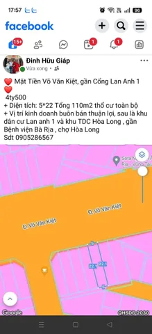 Đất mặt tiền đường Võ Văn Kiệt Hòa Long Bà Rịa vũng tàu