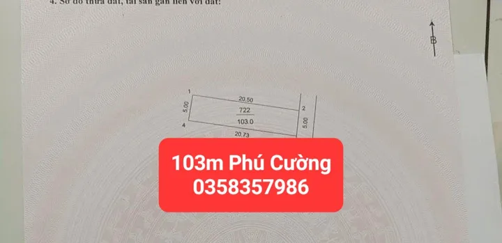 Bán đất 103m² full thổ cư ngang 5m giá 3.5 tỷ tại Xã Nội Bài