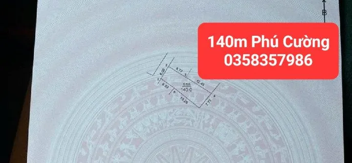 Bán đất 140m² full thổ cư ngang 7.77m giá 2.6 tỷ tại Xã Nội Bài