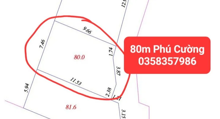 Bán đất 80m² ngang 7.46m giá 1.4 tỷ tại Xã Nội Bài