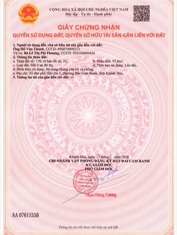 Bán đất 100m² full thổ cư ngang 5m giá 1.25 tỷ tại Phường Cam Nghĩa Thành phố Cam Ranh