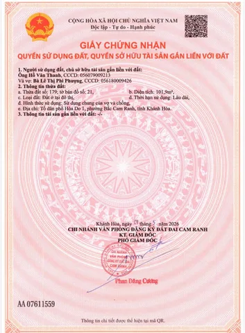 Bán đất 100m² full thổ cư ngang 5m giá 1.25 tỷ tại Phường Cam Nghĩa Thành phố Cam Ranh