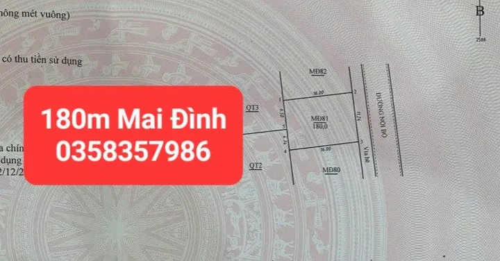 Bán đất 180m² full thổ cư ngang 11.24m giá 15.9 tỷ tại Xã Sóc Sơn