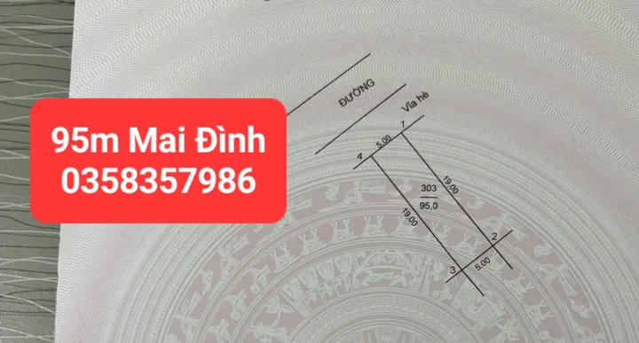 Bán đất 95m² full thổ cư ngang 5m giá 6.65 tỷ tại Xã Sóc Sơn