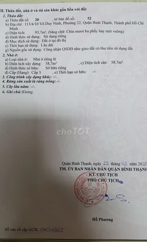 Nhà Đất 113/4/10 Võ Duy Ninh phường 22 Quận Bình Thạnh