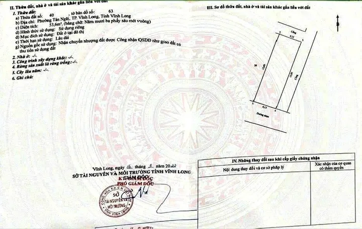 Bán đất 53.6m² full thổ cư ngang 4.12m giá 750 triệu tại Đường Nhựa Phường Tân Ngãi