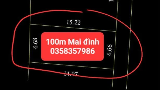 Bán đất 100m² full thổ cư ngang 6.68m giá 3.85 tỷ tại Xã Sóc Sơn