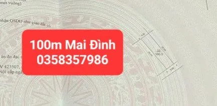Bán đất 100m² full thổ cư ngang 5m giá 3.95 tỷ tại Xã Sóc Sơn