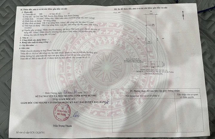 Thu Hồi Vốn. 540m (100tc) đường nhựa 8m
