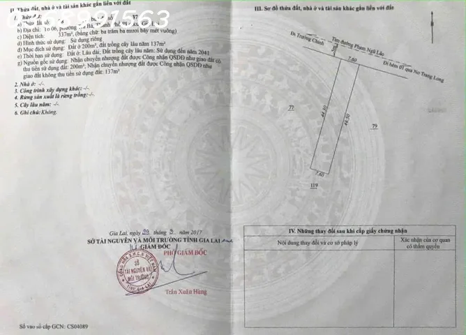 Bán đất tặng ngay dãy trọ ( 10 phòng ) 24 Phạm Ngũ Lão, P.Hội Phú, DT 337m2, giá đầu tư