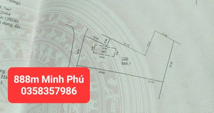 Bán nhà 888m² có sẵn 60m² thổ cư ngang 24.46m giá 10.7 tỷ tại Xã Kim Anh
