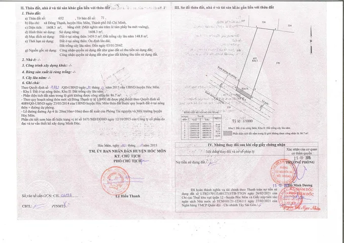 Bán đất 1608m² có sẵn 1460m² thổ cư ngang 20.5m giá 26.5 tỷ tại Xã Đông Thạnh