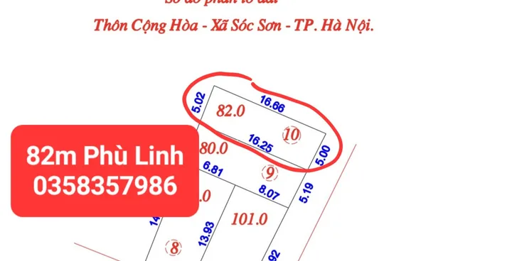 Bán đất 82m² full thổ cư ngang 5m giá 1.6 tỷ tại Xã Sóc Sơn