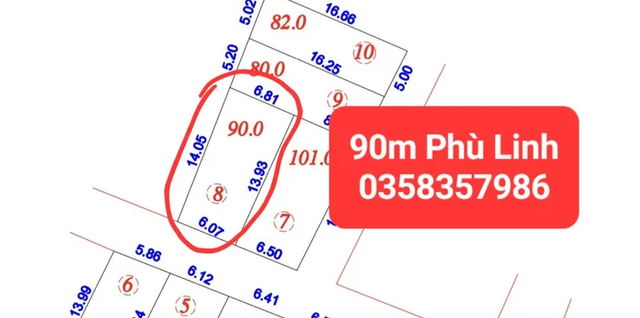 Bán đất 90m² full thổ cư ngang 6.81m giá 2.1 tỷ tại Xã Sóc Sơn
