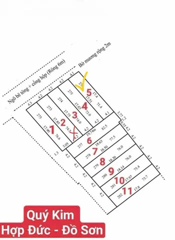 Bán đất 74,5m² full thổ cư ngang 4,1m giá 2.1 tỷ tại Phường Nam Đồ Sơn (ngõ 6m Quý Kim ra Phạm Văn Đồng)