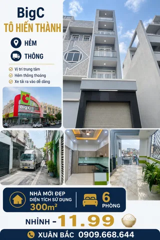 SÁT BIGC TÔ HIẾN THÀNH HẺM 🚛 THÔNG NHÀ ĐẸP 5 TÂNG BTCT VỚI 7PN