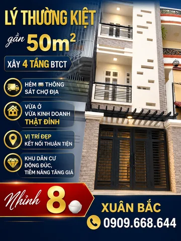 LÝ THƯỜNG KIỆT KẾ ĐH BÁCH KHOA NHÀ 4 TÂNG BTCT TIEN Ở VÀ KINH DOANH